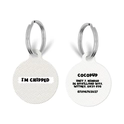 Personalised 'I'm Chipped' ID Tag - Brown Tweed
