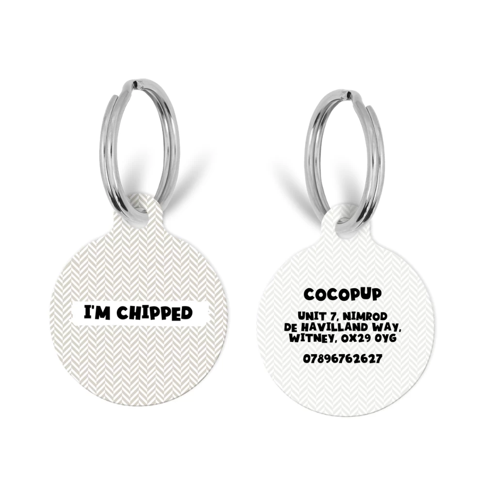Personalised 'I'm Chipped' ID Tag - Brown Tweed 3 Personalised 'I'm Chipped' ID Tag - Brown Tweed