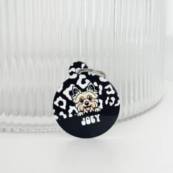 Personalised Dog Cartoon ID Tag - Black Leopard -Cocopup London BlackLeopardDog