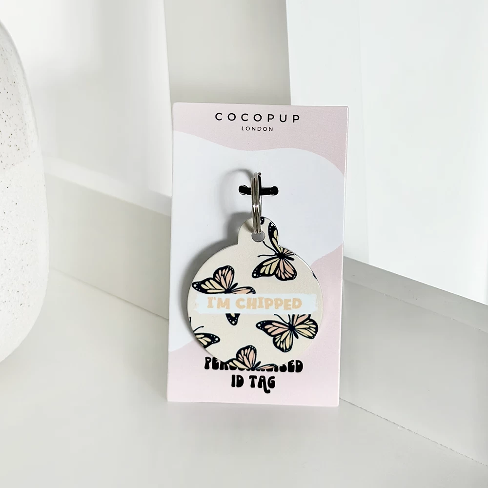 Personalised 'I'm Chipped' ID Tag - Boujee Butterfly 4 Personalised 'I'm Chipped' ID Tag - Boujee Butterfly - Image 2