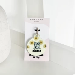 Personalised Cat Cartoon ID Tag - Sunflowers -Cocopup London Cat3