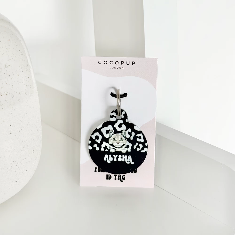 Personalised Cat Cartoon ID Tag - Black Leopard 4 Personalised Cat Cartoon ID Tag - Black Leopard - Image 2
