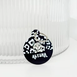 Personalised Cat Cartoon ID Tag - Black Leopard 9 Personalised Cat Cartoon ID Tag - Black Leopard -Cocopup London CatBlackLeopard