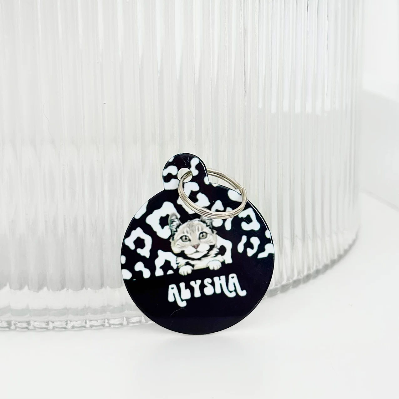 Personalised Cat Cartoon ID Tag - Black Leopard 5 Personalised Cat Cartoon ID Tag - Black Leopard - Image 3