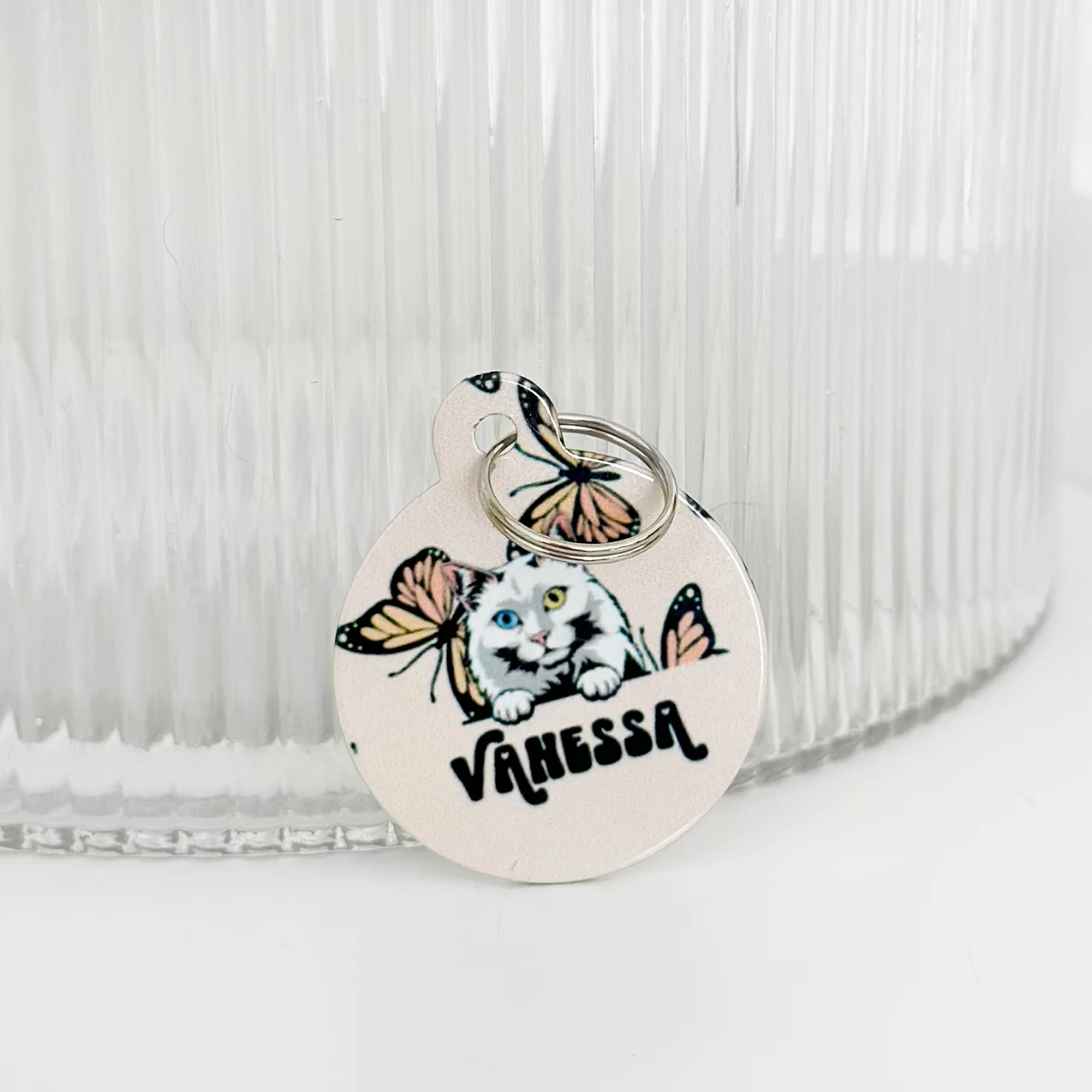 Personalised Cat Cartoon ID Tag - Boujee Butterfly 5 Personalised Cat Cartoon ID Tag - Boujee Butterfly - Image 3