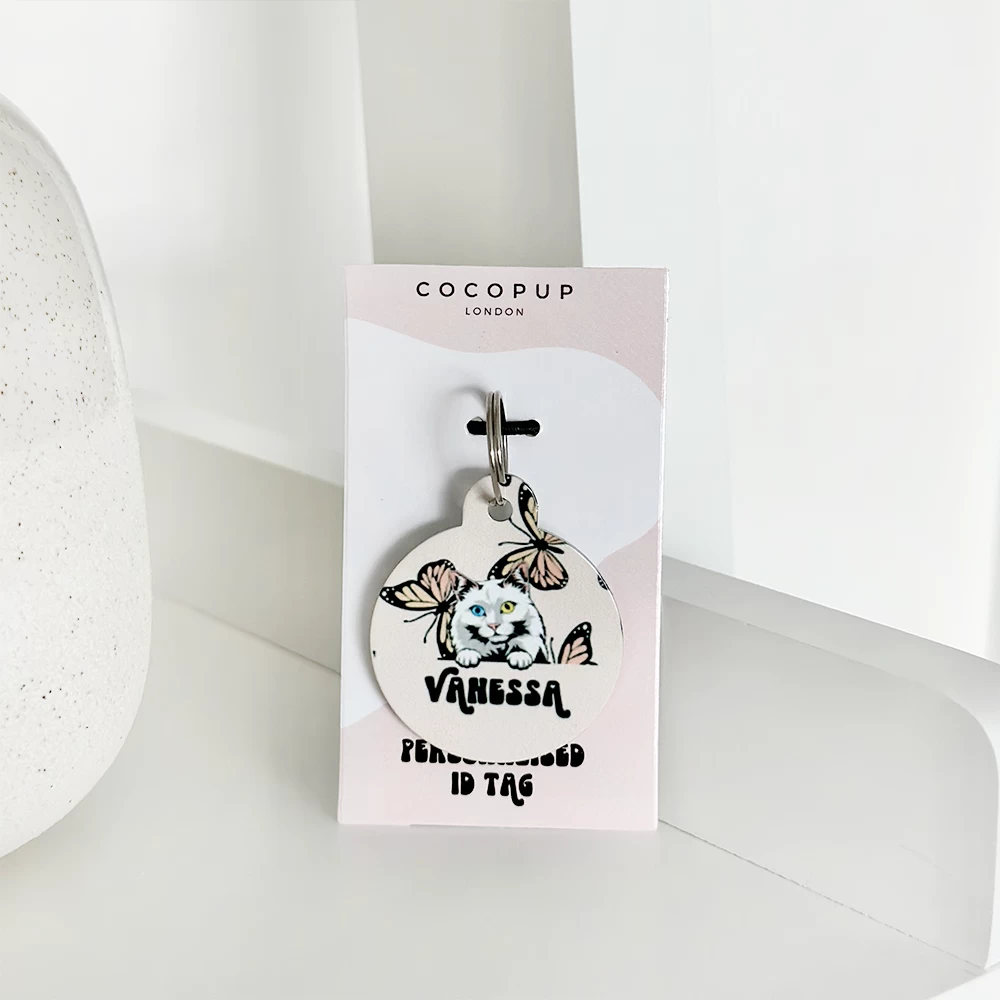 Personalised Cat Cartoon ID Tag - Boujee Butterfly 4 Personalised Cat Cartoon ID Tag - Boujee Butterfly - Image 2