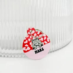 Personalised Cat Cartoon ID Tag - Red & Pink Leopard -Cocopup London CatRedPinkLeopard