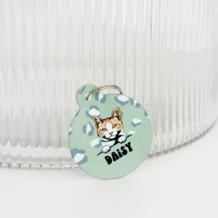 Personalised Cat Cartoon ID Tag - Sage Leopard -Cocopup London CatSageLeopard