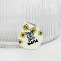 Personalised Cat Cartoon ID Tag - Sunflowers -Cocopup London CatSunflowers fce3d4d3 6120 4247 be2b cc665b135920