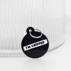 Personalised 'I'm Chipped' ID Tag - Black -Cocopup London ChippedBlack