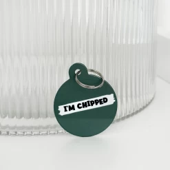 Personalised 'I'm Chipped' ID Tag - Khaki -Cocopup London ChippedKhaki