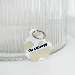 Personalised 'I'm Chipped' ID Tag - Nude Cow -Cocopup London ChippedNudeCow