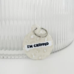 Personalised 'I'm Chipped' ID Tag - Nude Chic Leopard -Cocopup London ChippedNudeLeopard