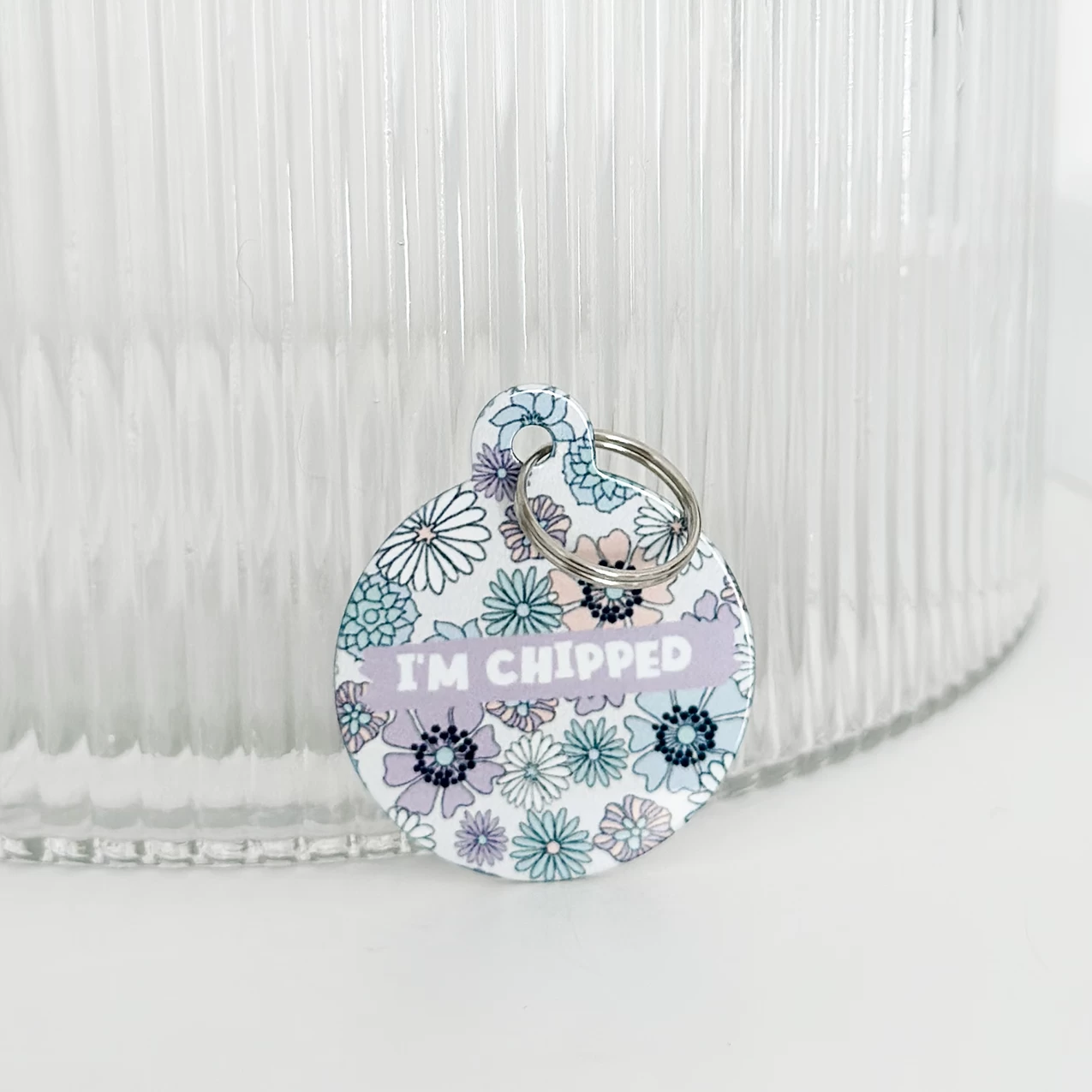 Personalised 'I'm Chipped' ID Tag - Pastel Flowers 5 Personalised 'I'm Chipped' ID Tag - Pastel Flowers - Image 3