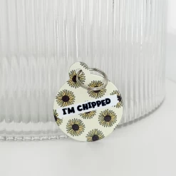 Personalised 'I'm Chipped' ID Tag - Sunflowers -Cocopup London ChippedSunflowers