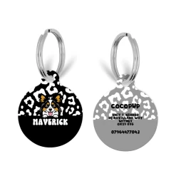 Personalised Dog Cartoon ID Tag - Black Leopard