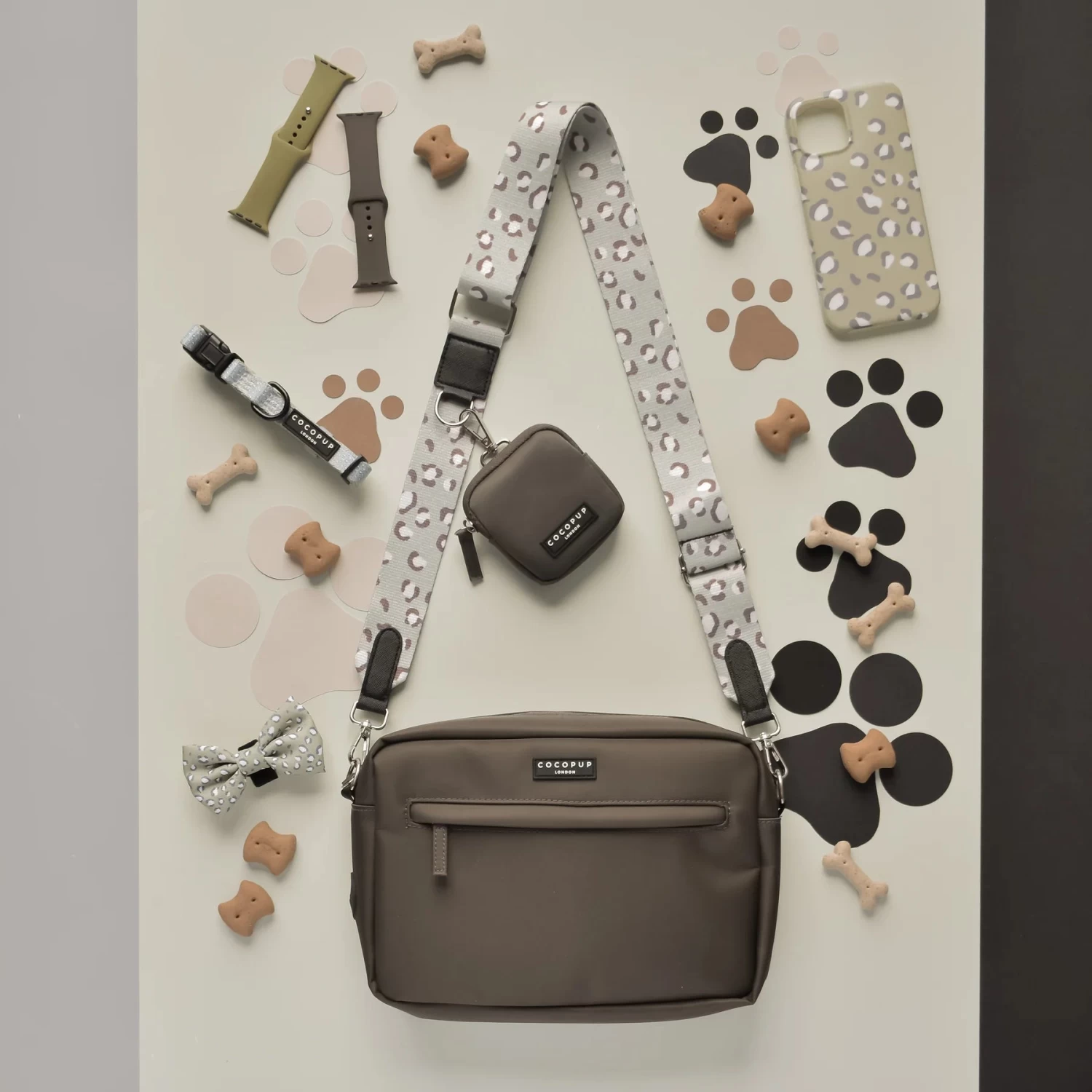 Large Dog Walking Mocha Bag Bundle - Sage Leopard 3 Large Dog Walking Mocha Bag Bundle - Sage Leopard