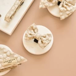 Luxe Bow Tie - Mocha Flower -Cocopup London DSC 1112