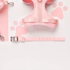 NAKD Adjustable Neck Harness, Lead, Collar & Poop Bag Holder Bundle - Candyfloss -Cocopup London DSC 4168