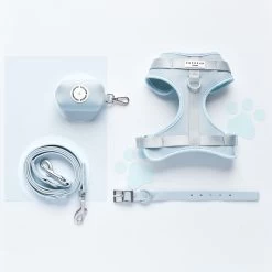 NAKD Adjustable Neck Harness, Lead, Collar And Poop Bag Holder Bundle - Bubblegum