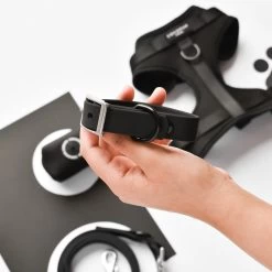 NAKD Adjustable Neck Harness, Lead, Collar & Poop Bag Holder Bundle - Liquorice -Cocopup London DSC 4454