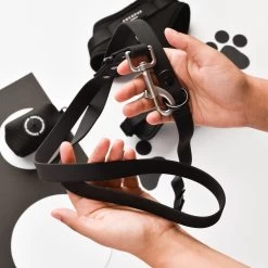 NAKD Adjustable Neck Harness, Lead, Collar & Poop Bag Holder Bundle - Liquorice -Cocopup London DSC 4492