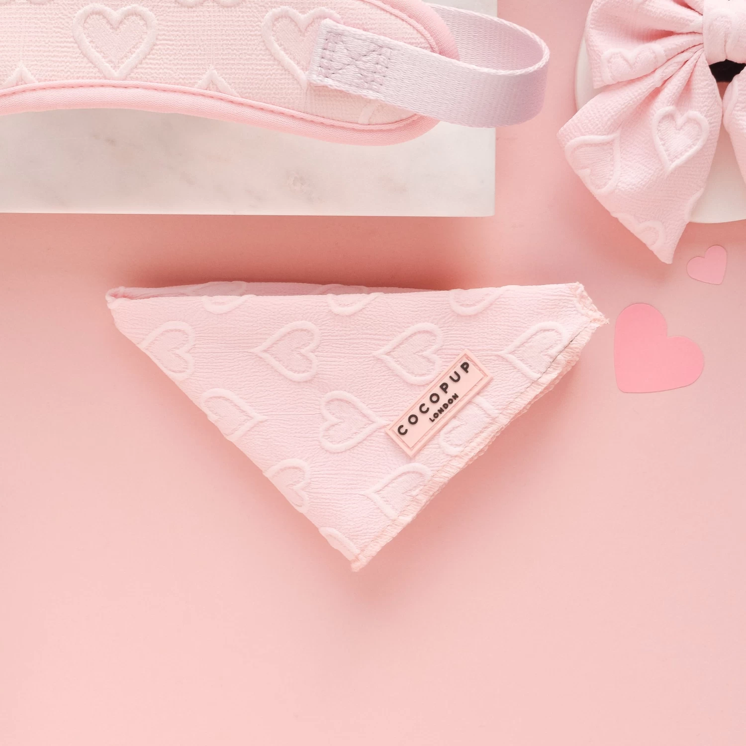 Luxe Bandana - Baby Pink Heart 3 Luxe Bandana - Baby Pink Heart