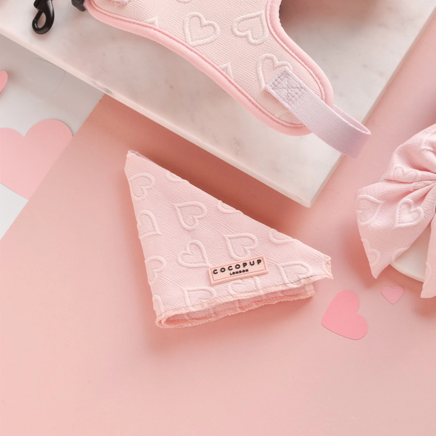 Luxe Bandana - Baby Pink Heart 4 Luxe Bandana - Baby Pink Heart - Image 2