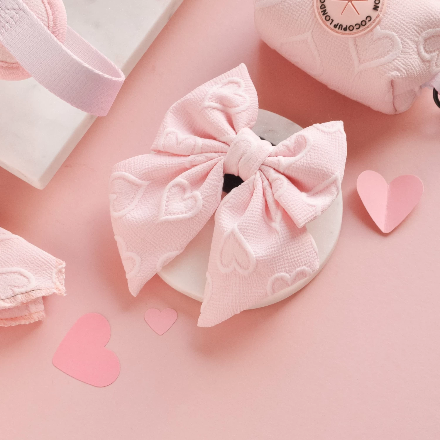 Luxe Sailor Bow Tie - Baby Pink Heart 4 Luxe Sailor Bow Tie - Baby Pink Heart - Image 2