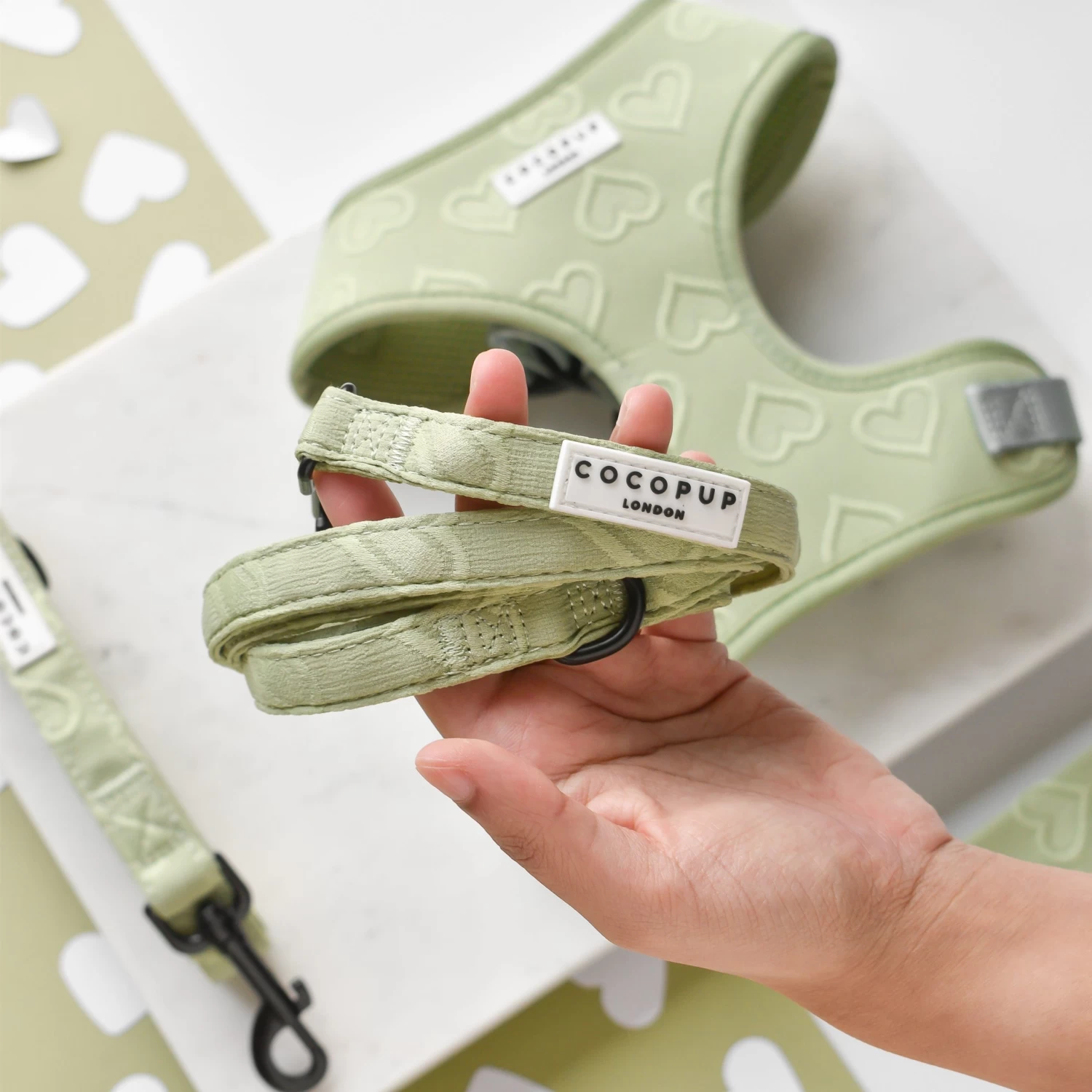 Luxe Puppy Lead - Sage Heart 3 Luxe Puppy Lead - Sage Heart