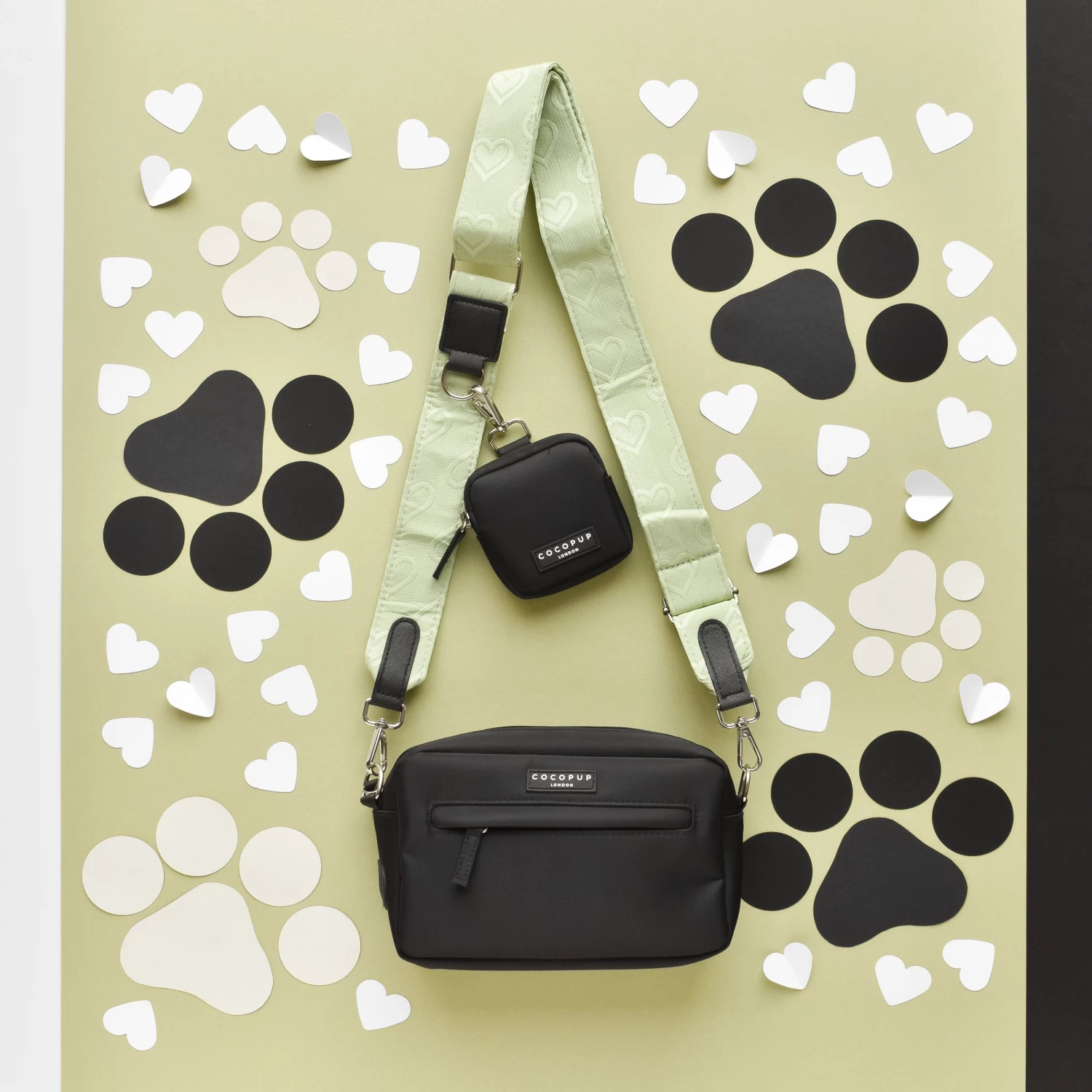 Luxe Dog Walking Bag Bundle - Sage Heart 3 Luxe Dog Walking Bag Bundle - Sage Heart