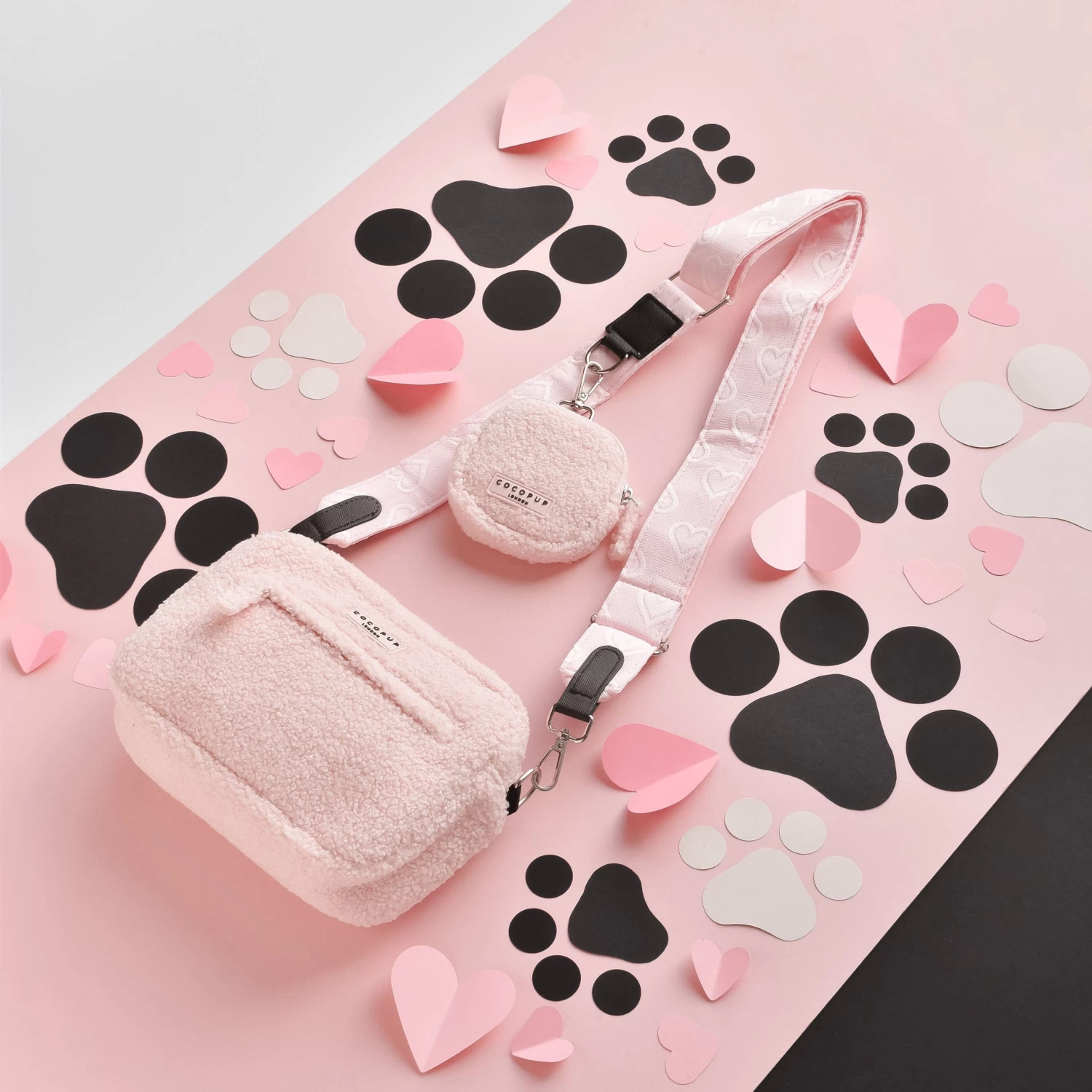 Teddy Love-a-Lot Dog Walking Bag Bundle - Baby Pink Heart 3 Teddy Love-a-Lot Dog Walking Bag Bundle - Baby Pink Heart