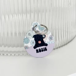 Personalised Dog Cartoon ID Tag - Pastel Flowers -Cocopup London PastelFlowers1