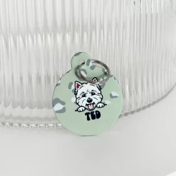 Personalised Dog Cartoon ID Tag - Sage Leopard -Cocopup London SageLeopard1