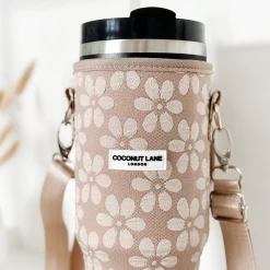 Mocha Flower Tumbler Carry Case By Coconut Lane -Cocopup London mochaflower3