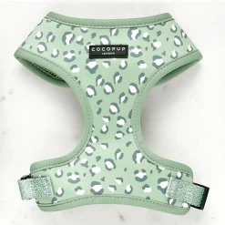 Sage Leopard Adjustable Neck Harness -Cocopup London sage leopard harness2